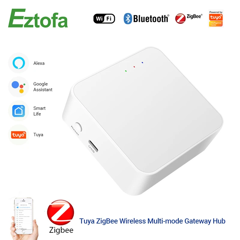 

Tuya Gateway ZigBee WIFI Bluetooth Mesh Bridge Hub Smart Home Control For Tuya Smart Life Alexa Google Home Multi-mode Home Hub