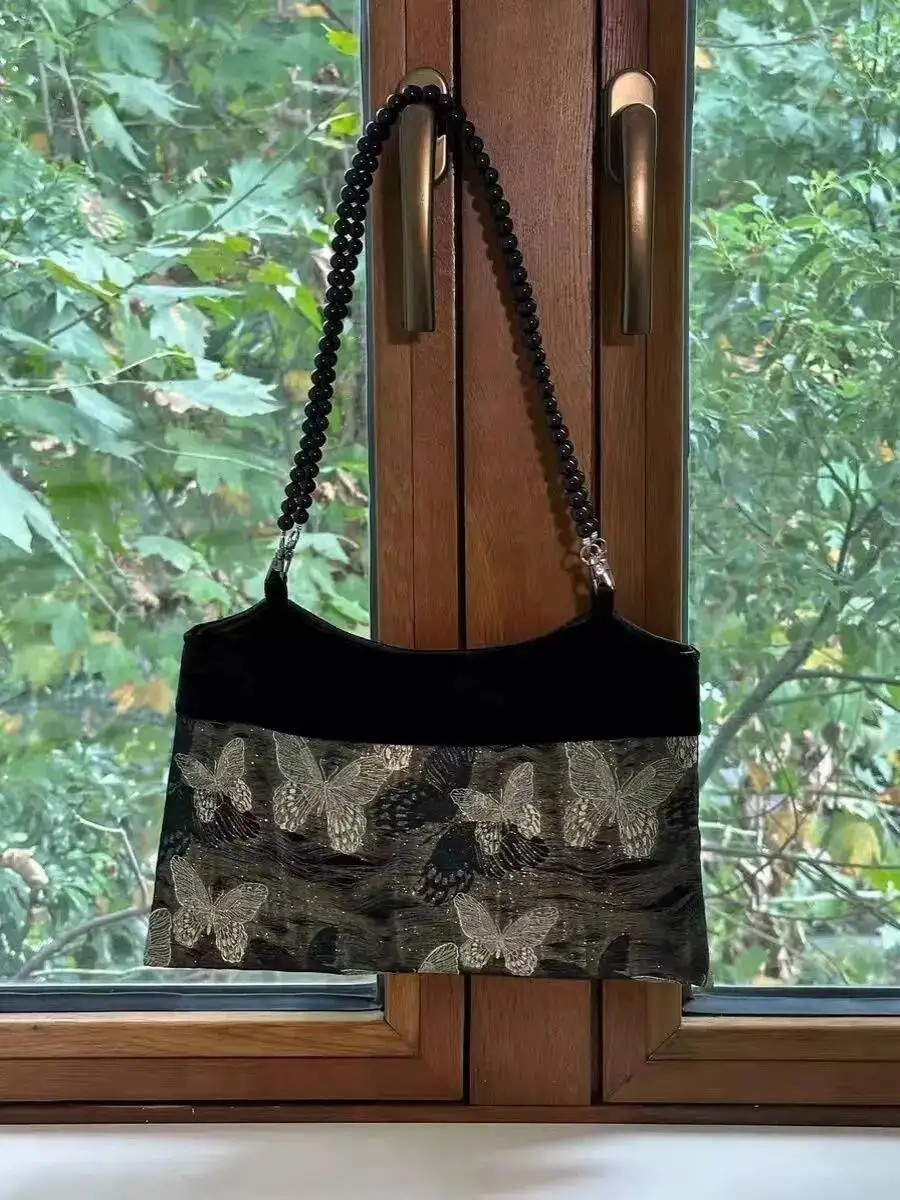 

Bloom Vintage Butterfly Y2k Women New Fairycore Aesthetic Black Shoulder Bags Wallet Female Retro Elegance Handbag 2025