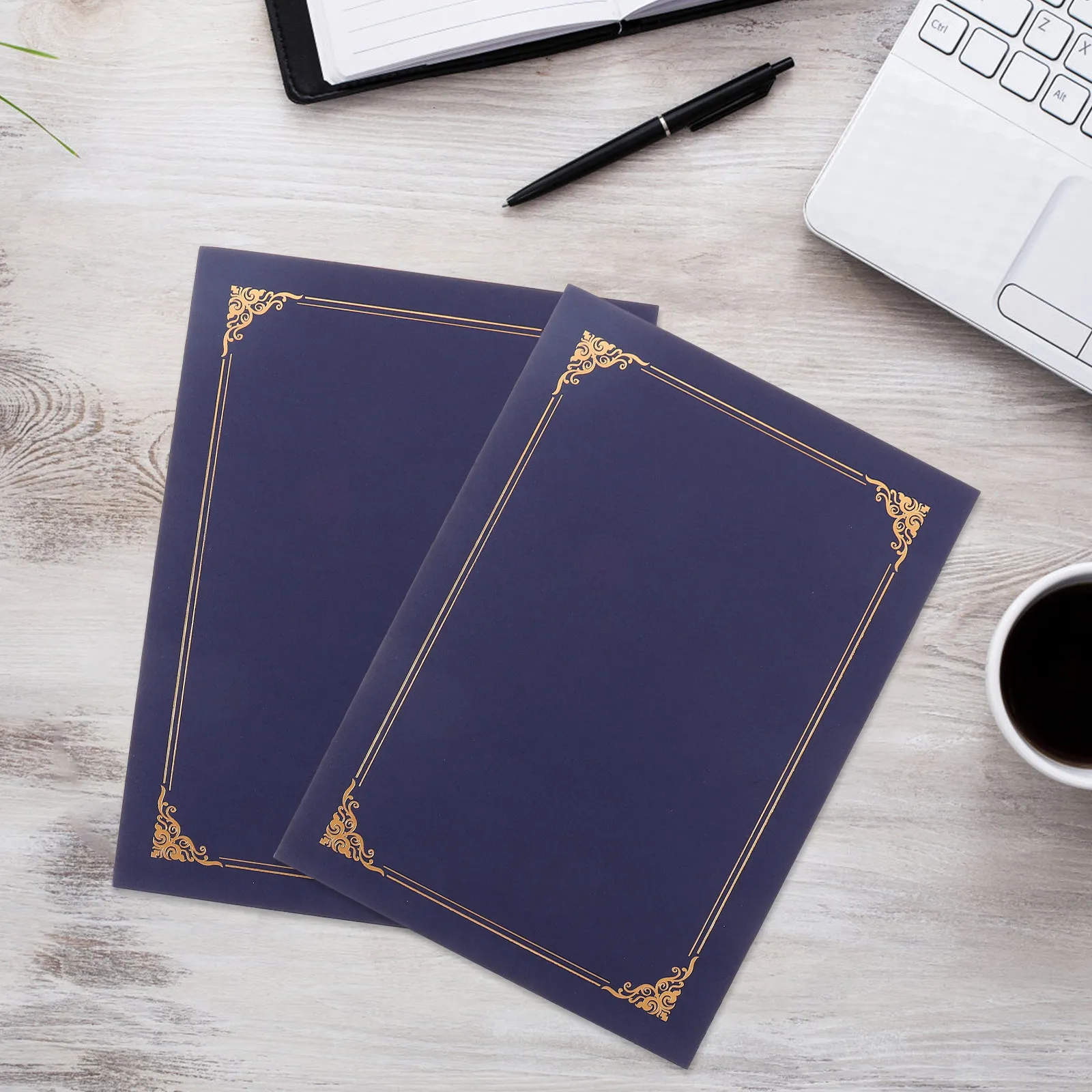 

10Pcs Premium Paper Certificate Cover Diploma Holder Award Presentation Folder Classic Design Document Protector for Graduation