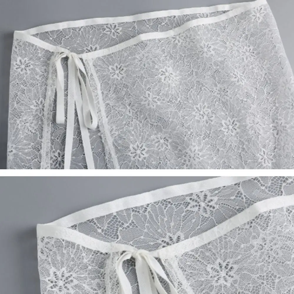 

Прозрачная многослойная юбка из тюля с вышивкой цветами и кружевом в стиле Харадзюку, Y2K, уличная мода, с завязками на талии