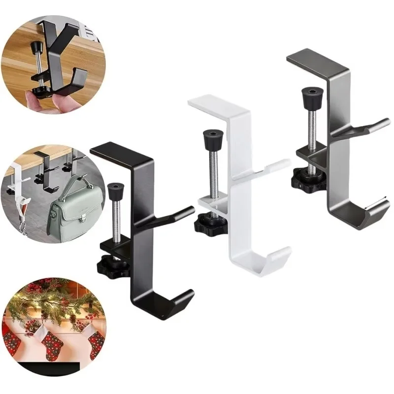 Punch-free Multi-functional Table Edge Double Hook Hanging Bag Hook Adjustable Desk Hanger Backpack Storage Hanging Hooks Holder