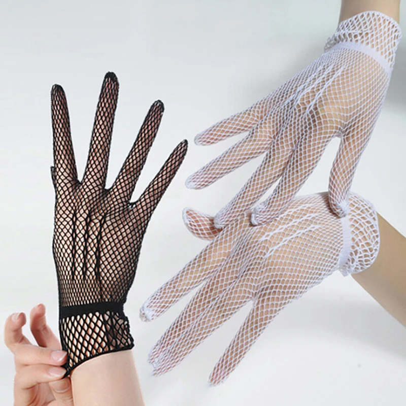 Fashion Fishnet Gloves Women Summer Uv-Proof Driving Glove Mesh Fishnet Gloves Black White Nylon Solid Color Glove