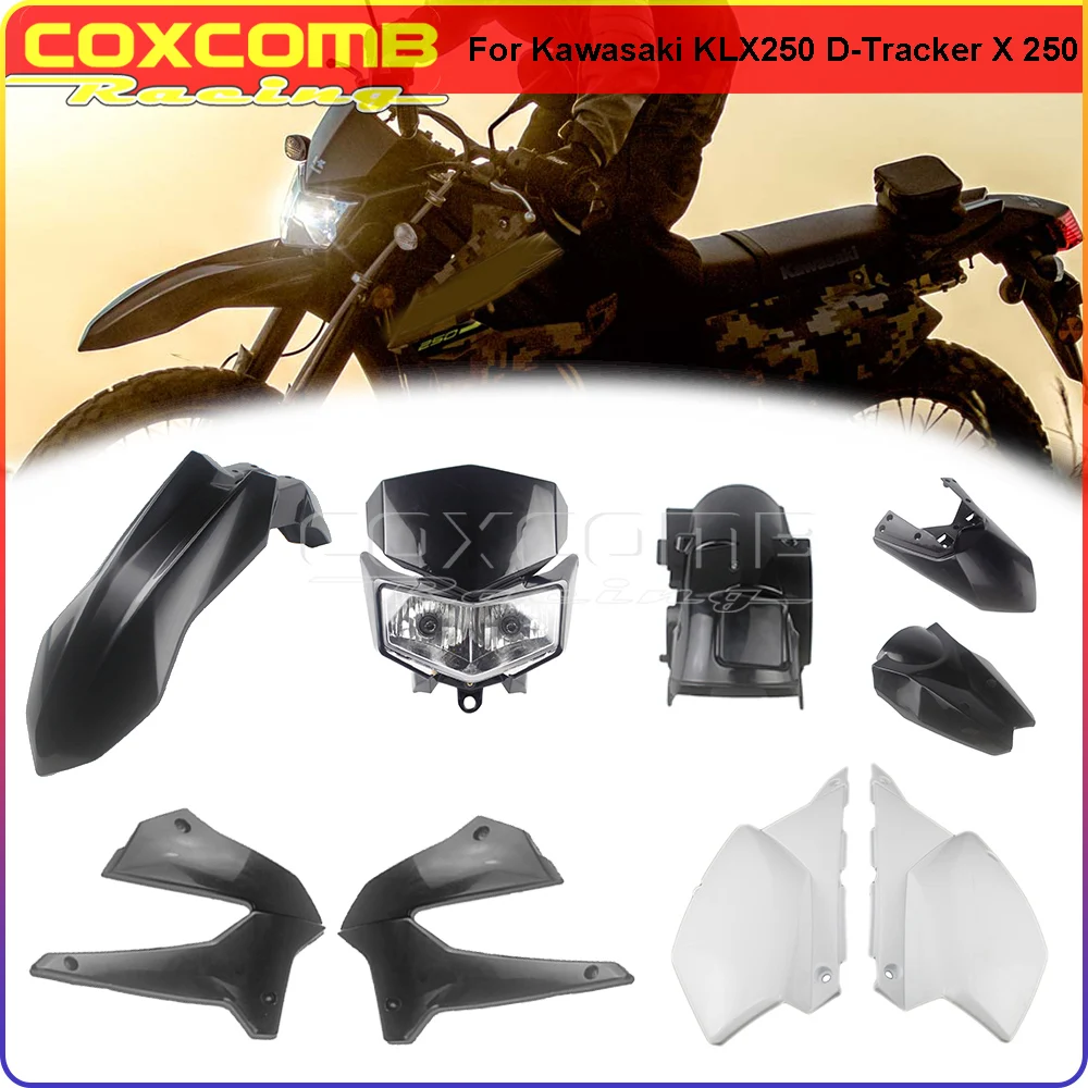 Supermoto Headlight Front Fender Hugger Mudguard Plastic Bodywork Fairing Panel Side Plate Shroud Cover For Kawasaki D-tracker