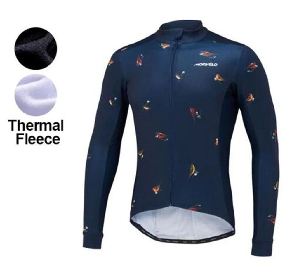 2023 Morvelo Winter Thermal Fleece Cycling Jersey Men Clothing Long Sleeve Jacket MTB Maillot Ropa Ciclismo Hombre