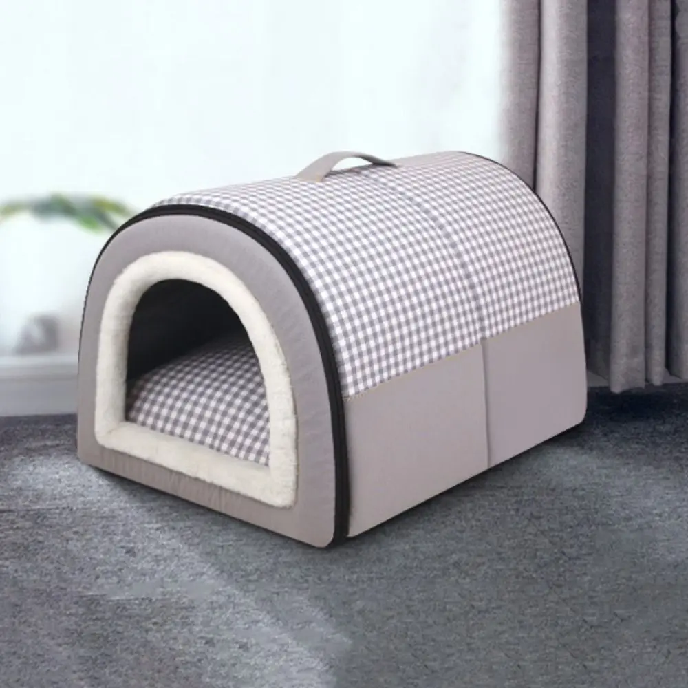 

Foldable Semi Enclosed Warm Cat Nest Soft Warm Winter Dog House Comfortable with Removable Cushion Cat Tents Bed Autumn