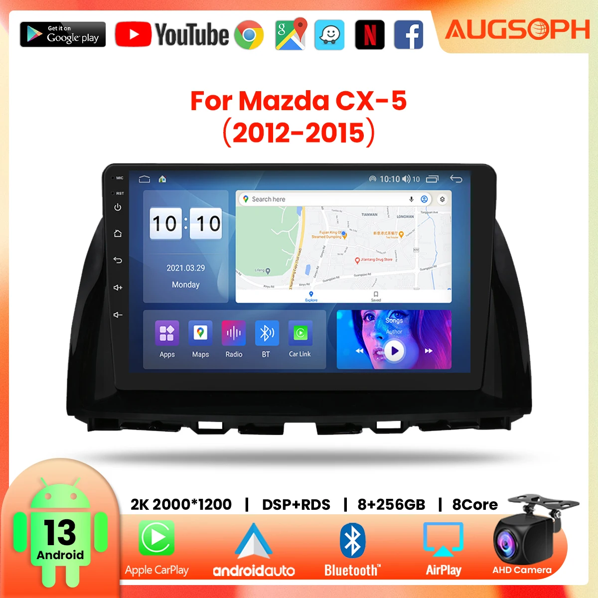 

Android 13 Car Radio For Mazda CX 5 2012-2015, 10inch Multimedia Player With 4G Car Carplay & 2Din GPS Navigation