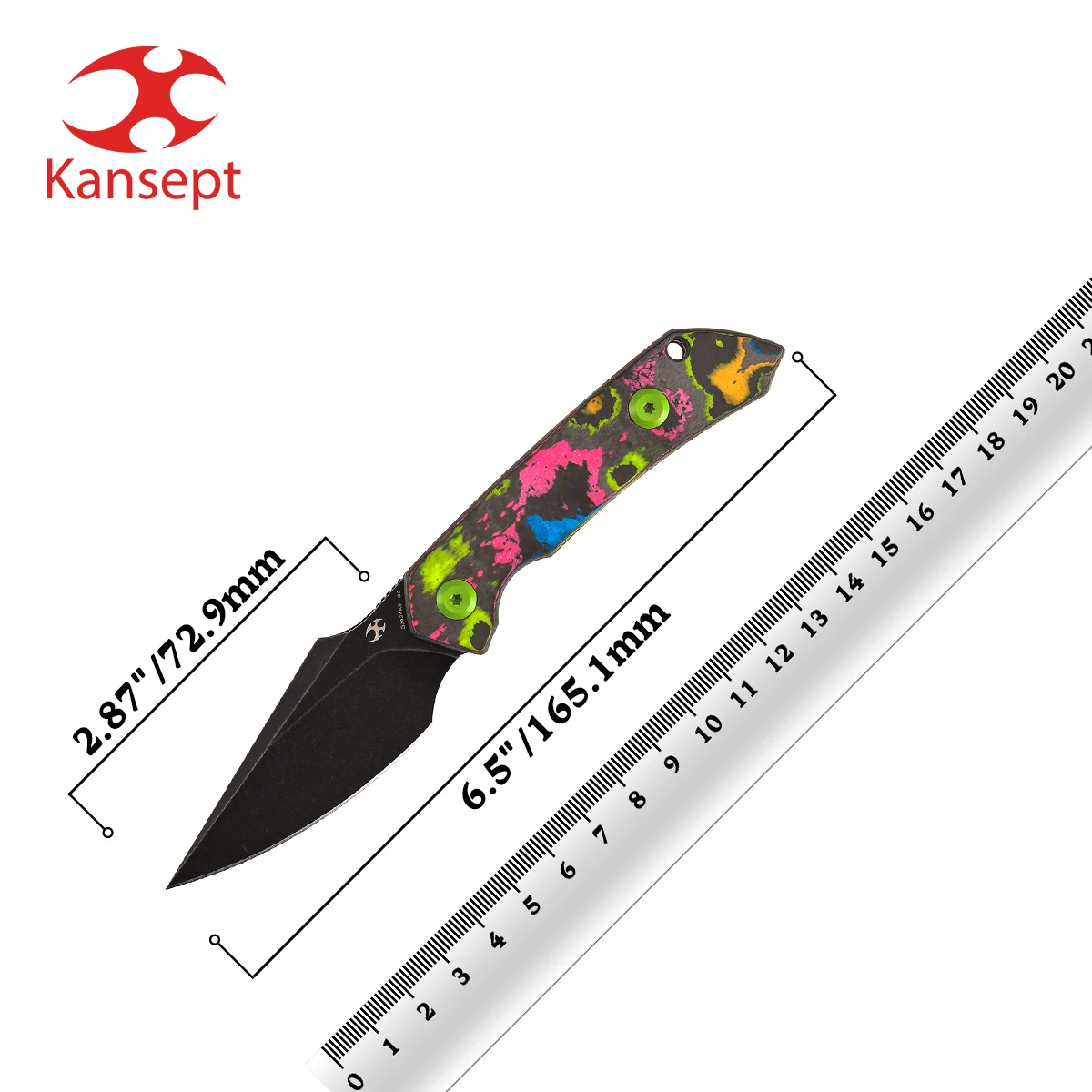 Kansept Fixed Blade G3034 Fenrir 2.87'' D2 Blade with Carbon Fiber/G10/Micarta Handle Fixed Knife for Daily Use for Camping