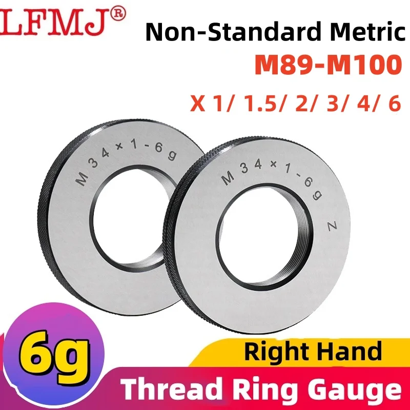 1SET(1*GO+1*NOGO)6g Non-Standard Metric Fine Tooth Thread Ring Gauge Accuracy Measure Tool M89M90M91M92M93M94-M100 Right Hand