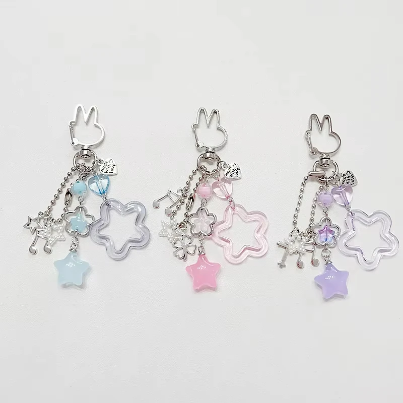 Creative Handmade Bunny Keychain Coquettish Star Keychain 1pcs