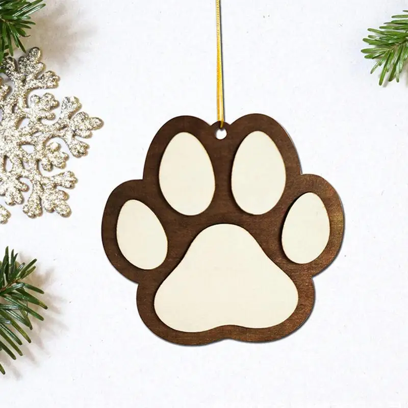 Christmas Tree Paw Ornaments Atmospheric Wooden Cat Paw Ornament Seasonal Cat Paw Pendant With Natural Colors For Schoolbags