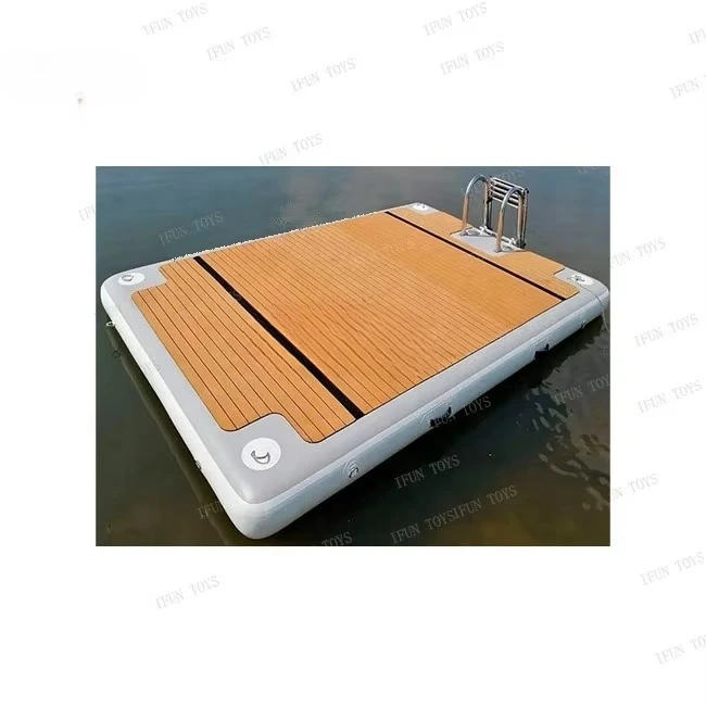 Drop Pin Inflatable Floating Yacht Marina Motorboat Floating Bridge Deck Platform Vinyl PVC Outdoor
