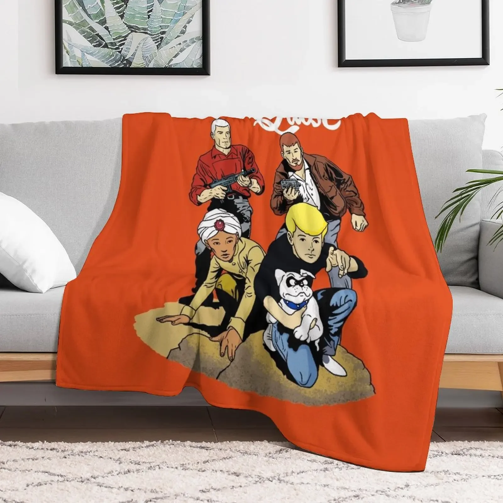 60s Jonny Quest Tribute with Main Characters Throw Blanket Stylish Decor Blanket Gift for Friends Roommate