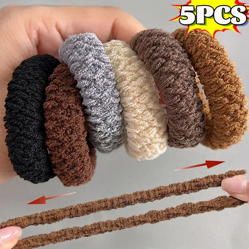 High Elastic Thickened Hair Rope Towel Pleated Seamless Hairs Ties High Ponytail Rubber Band Women Hairs Ring Hair Accessories