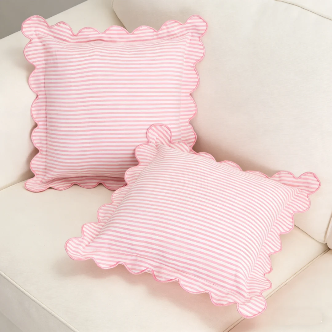 2PCS Striped Embroidered Pillowcase 18X18