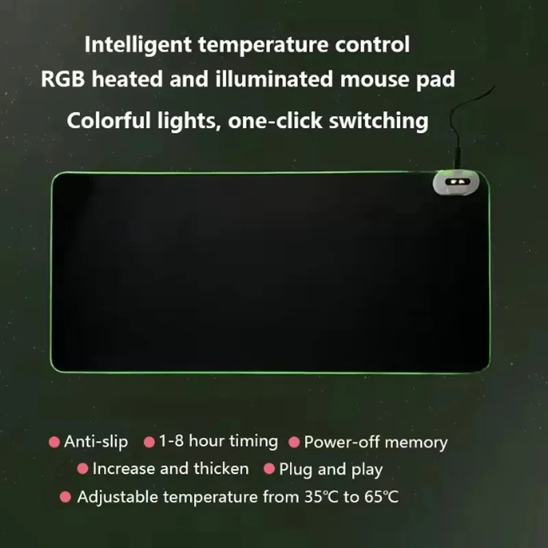 LED Light Mousepad RGB Keyboard Cover Desk-mat Surface Waterproof Mouse Pad Electric Heating Computer Gamer Esports Mouse Pad