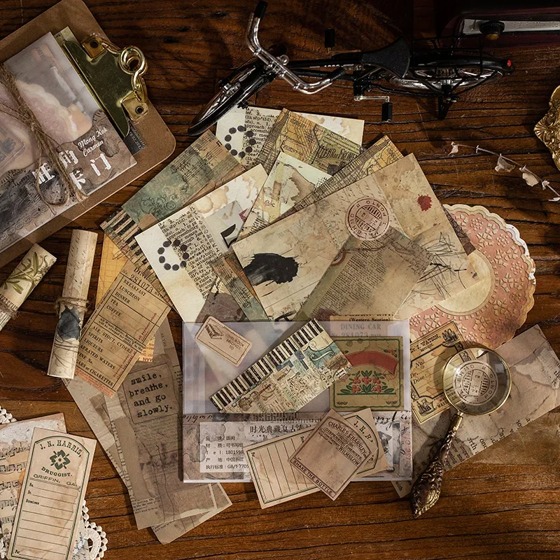 لوحة مذكرة خمر الزخرفية لقصاصات القصاصات ، الرجعية ، الأدبية ، المواد اليدوية ، حساب ، قاعدة ، ملاحظة ، 40 قطعة