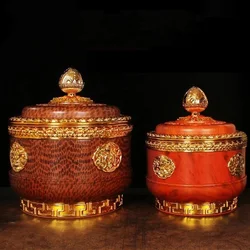 Tibetan Brown Toba Jar Food Bottle Organizer Tantric Metals Handicraft Buddhist Auspicious Tribute Home Gift Desktop Decorative