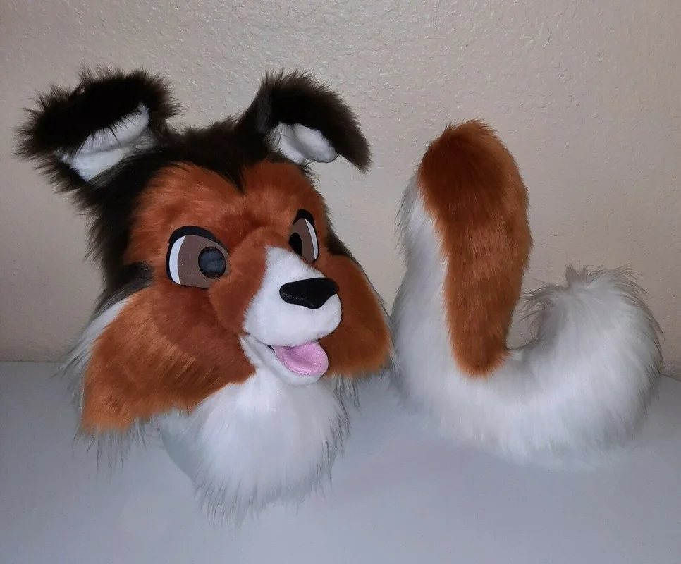 Dog Fursuit Partial Animal Costume Mascot Head and Tail