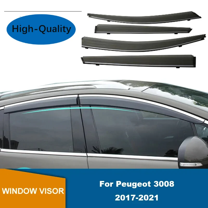 Car Window Deflector For Peugeot 3008 2017 2018 2019 2020 2021 Side Window Visor Deflector Windshield For Rain Guard Shields