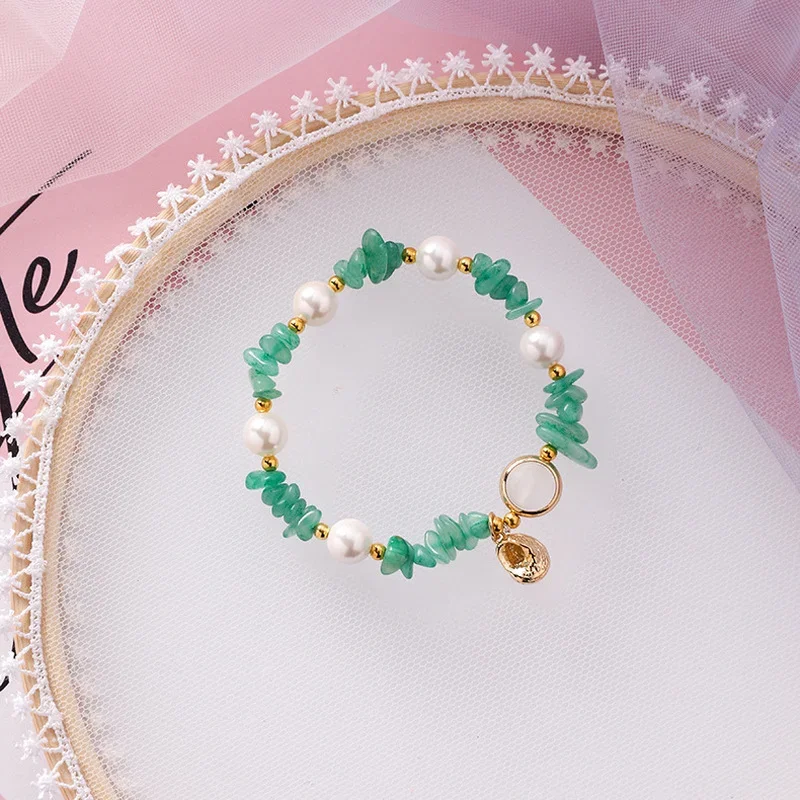 Minar-pulsera Bohemia con dijes irregulares para mujer, brazalete elástico de perlas de imitación, joyería de playa, verano, 2024