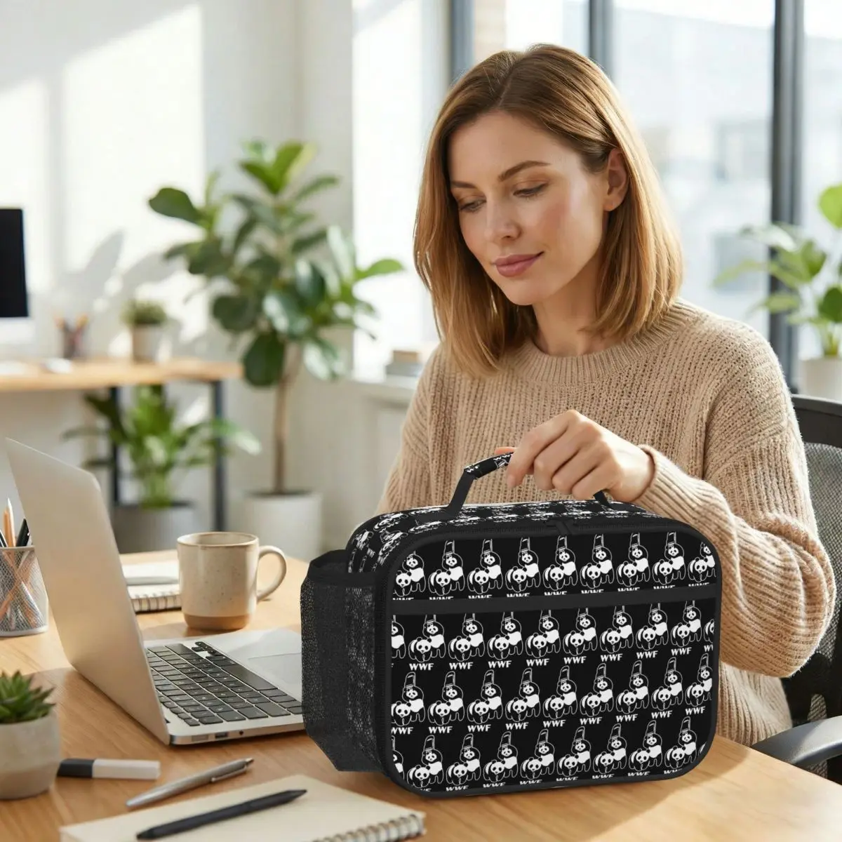 Bolsa térmica isolada WWF Wrestling Panda para mulheres, caixa térmica para escritório, caixa térmica à prova de vazamento, recipiente para almoço