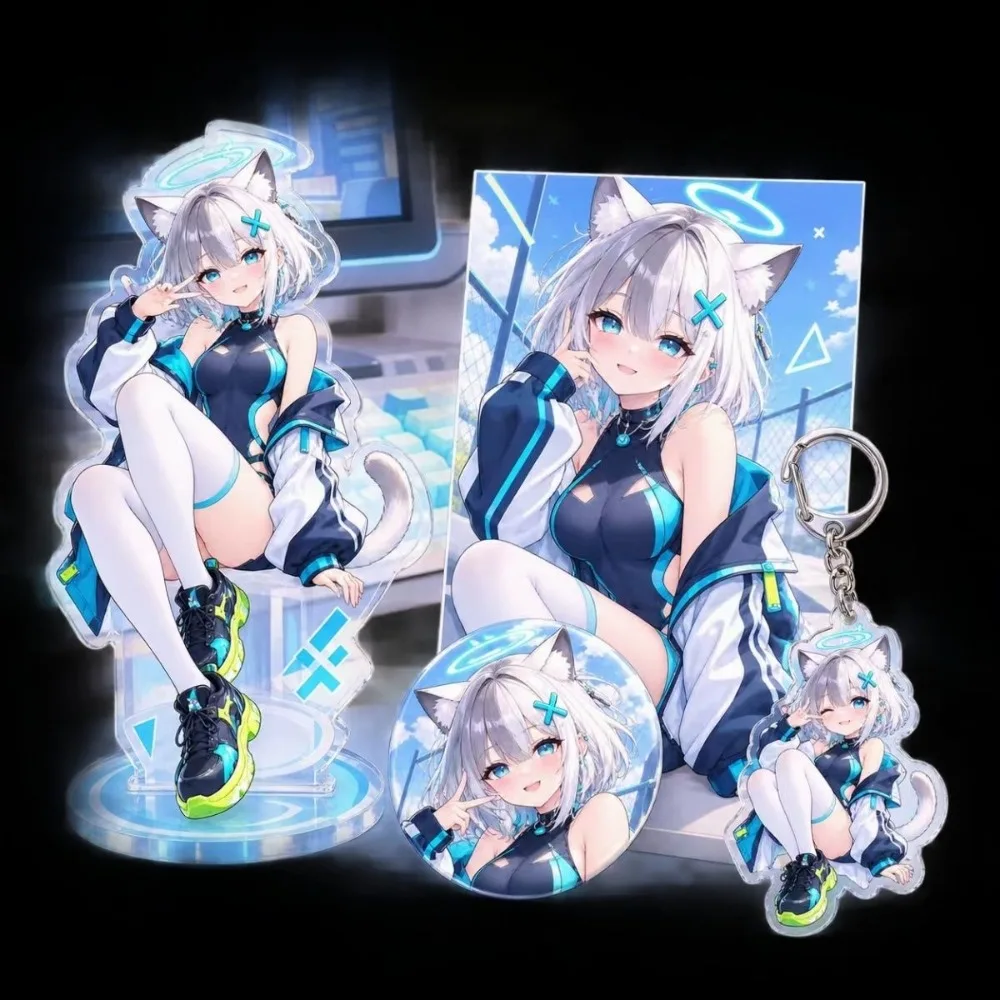 Game Archive Acrylic Stand Shiroko Peripheral Desktop Brooch Ornament Keychain Holder Display Badge Postcard Figurine Pin