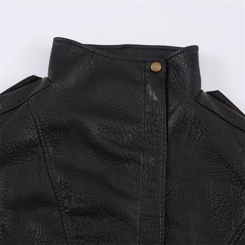 Guobioziy Women's Casual Faux Flight Leather Jacket 2026 Spring and Autumn Edition European Casual Fashion Trendy Classic Biker