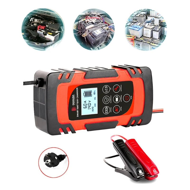 Portable Fully-Automatic LCD Display 12V 24V Lead-acid for Smart Car Battery Charger Battery Maintainer Charger High Saf