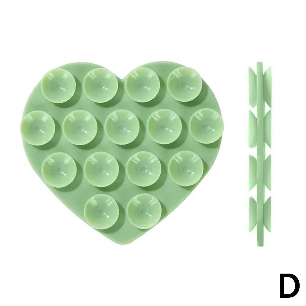 Supporto per ventosa per telefono bifacciale a forma di cuore Ventosa per telefono in silicone Adsorbimento Mobile Forte pad Staffa fissa Phon W7E4