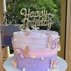 행복한 영어 생일 케이크 토퍼, 생일 파티 토퍼, 아크릴 베이킹 케이크 장식, 종이 컵 케이크 베이킹 장식