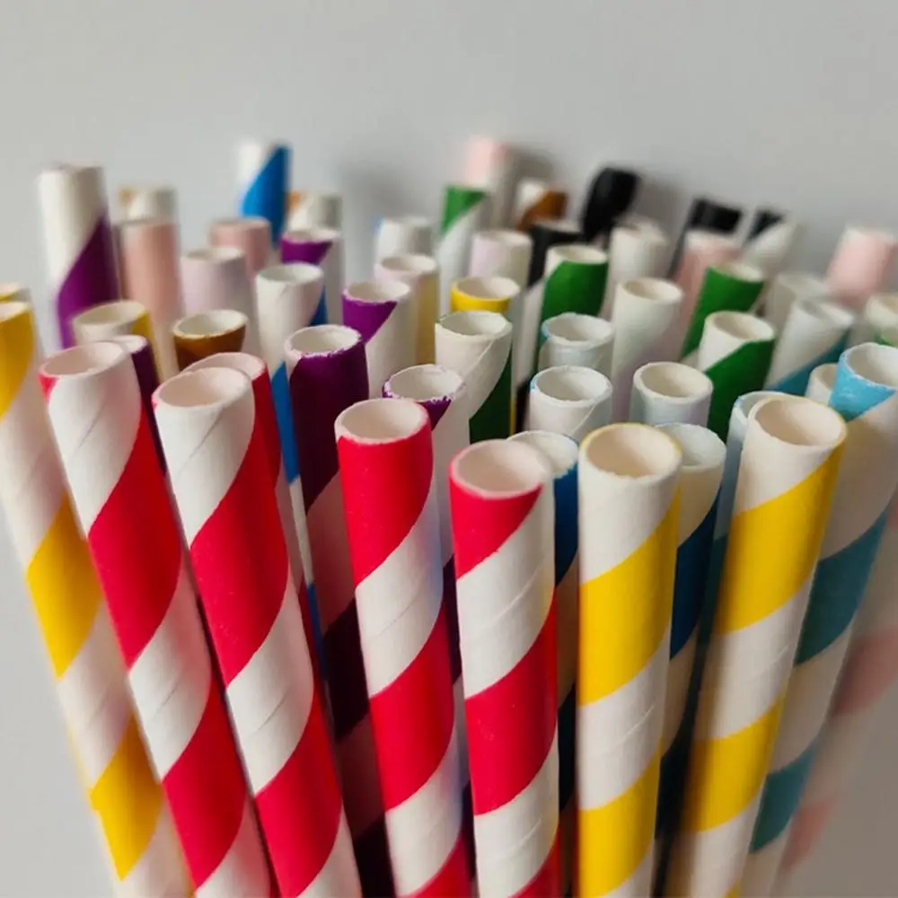 Stripe Pattern Colorful Paper Material Natural Party Supplies Disposable Straws Paper Drinking Straws Drinking Accessories