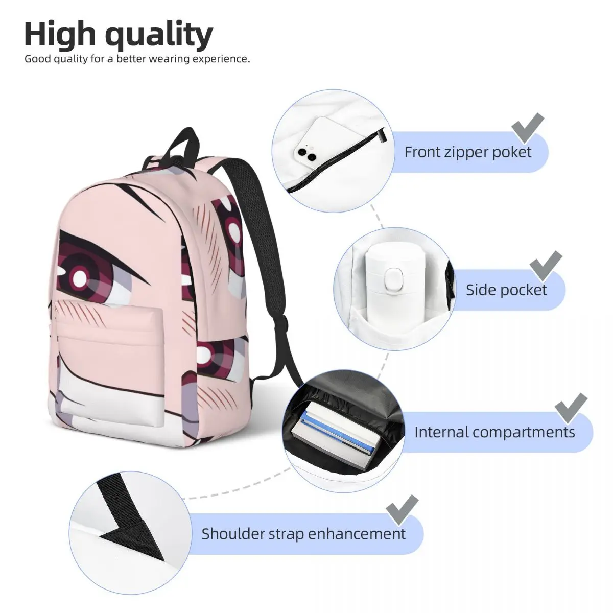 أنيمي رسم الوجه أنيمي الأرجواني التلفزيون بسيطة وأنيقة على ظهره قماش حقائب الظهر #4