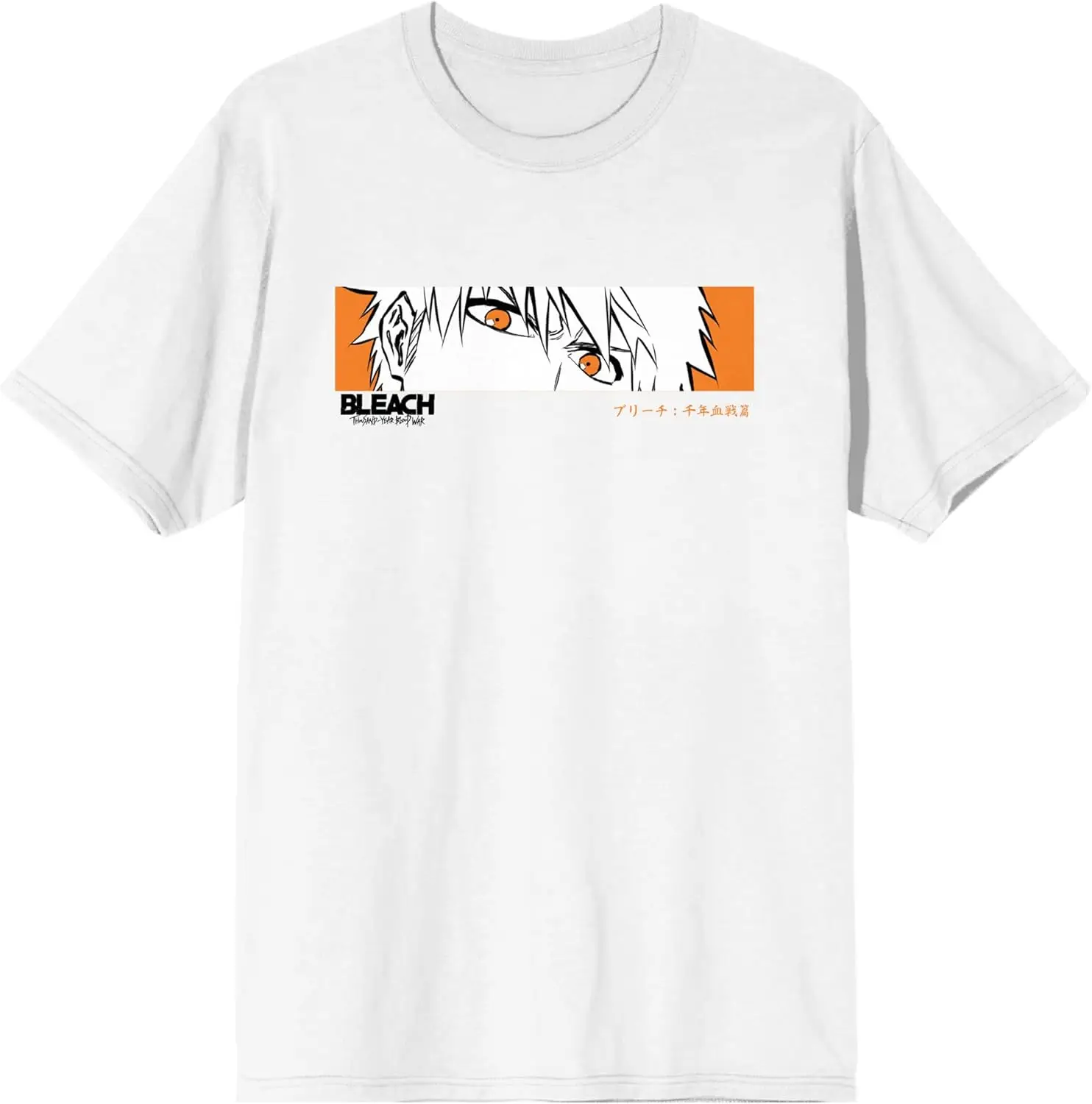 Bleach 100 Year Blood War Panel Art & Ichigo Crew Neck Short Sleeve Men's White T-Shirt