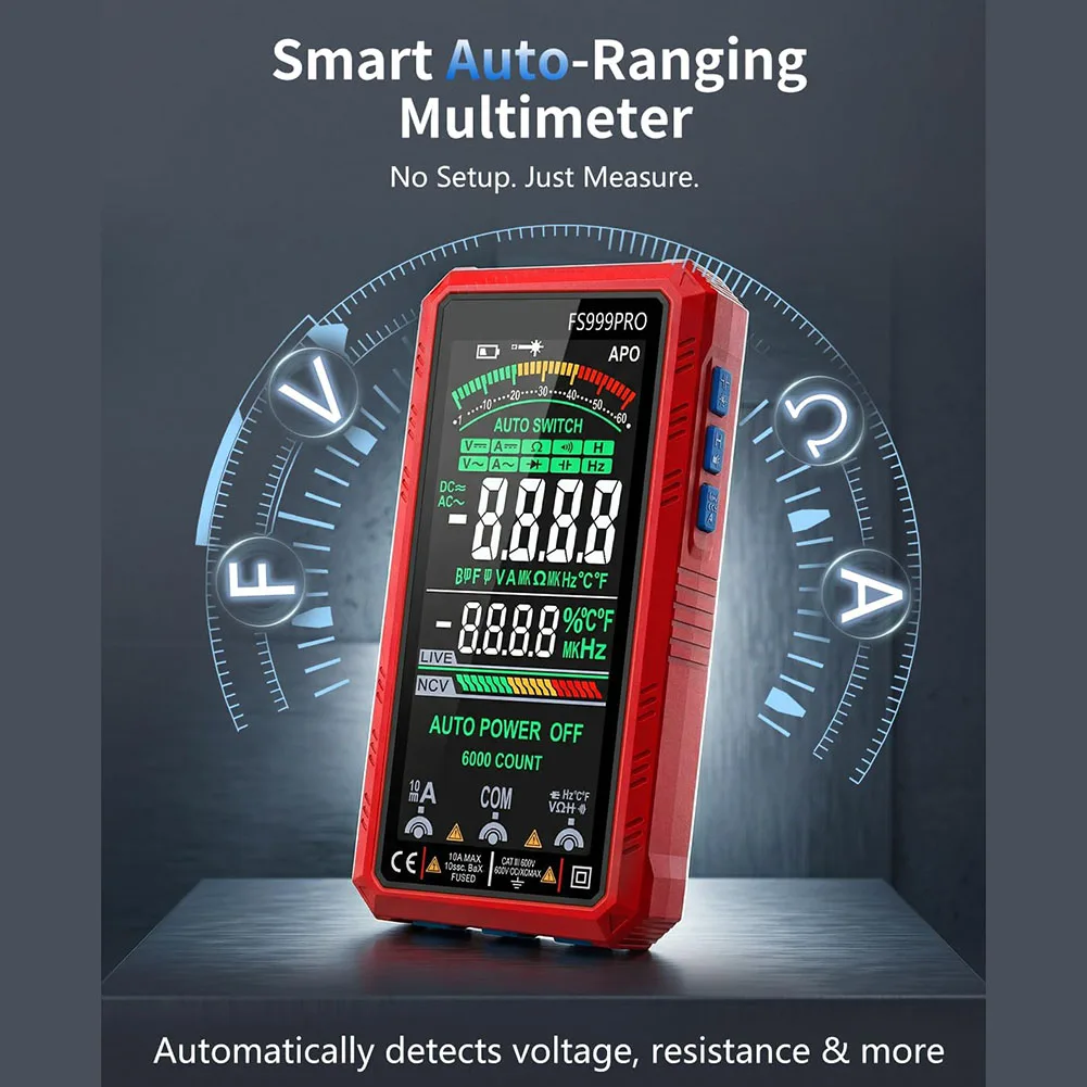For Tight Space Testing RED Smart Digital Multimeter High Resolution Multimeter Multimeter for flash Result Freezing
