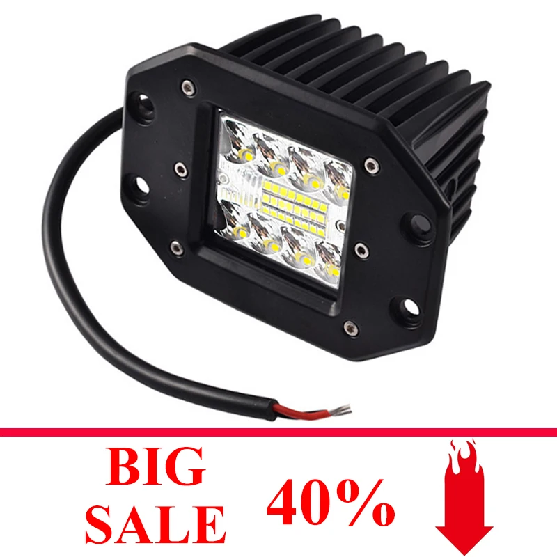 48W LED Work Light Aluminum Auto Driving Fog Lamp Car Accessories for Offroad Golf Jeep Tractor SUV UTV ATV 4x4 White