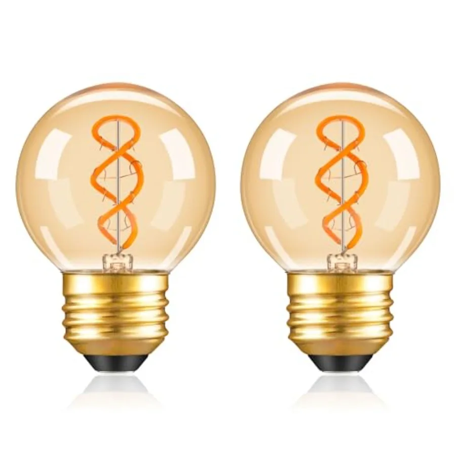 

Dimmable E26 Vintage Amber LED G16.5 Light Bulb 25W Equal 3W Short Light Bulbs, G16.5/G50 Small Round Edison Bulbs Spiral Filam