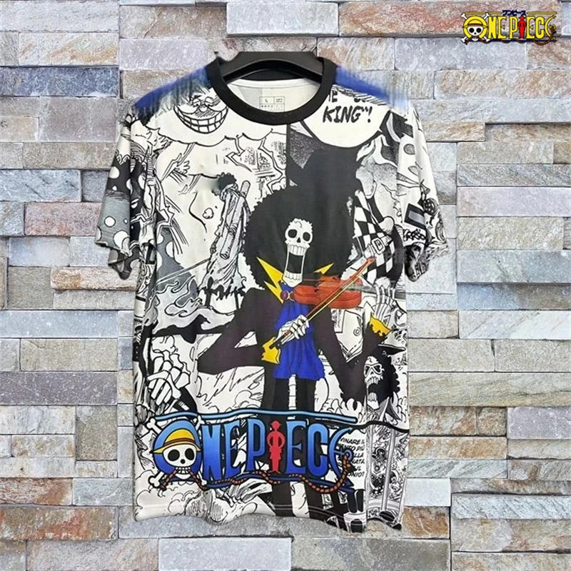 Herren One Piece Anime T-Shirt Luffy Minimaler Aufdruck Jungen Kleidung Mädchen Kurzarm Herren Trikot Lässig Leichtgewichtig – Detail 5