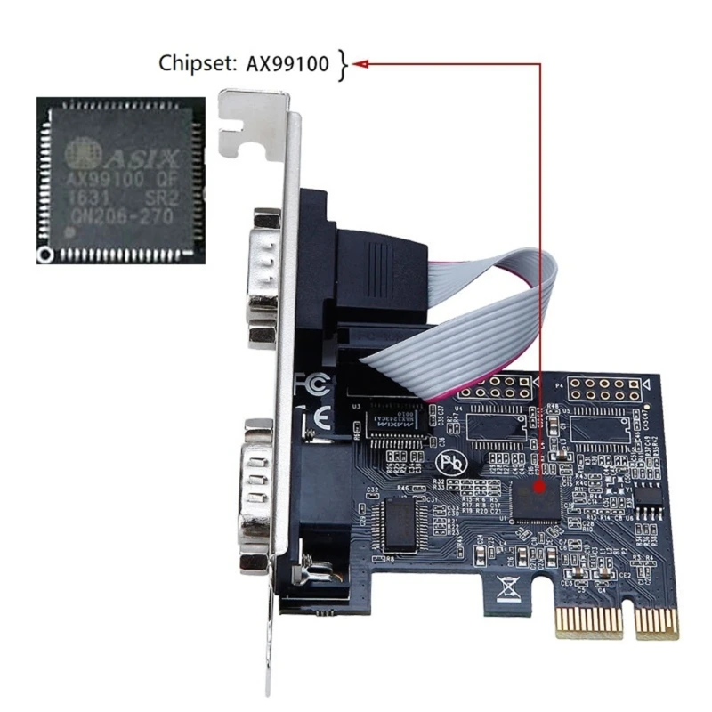 AX99100 Chipest RS232 Serial COM & DB25 Printer Parallel Port LPT to PCI Riser Card Adapter For Desktop PC F19E