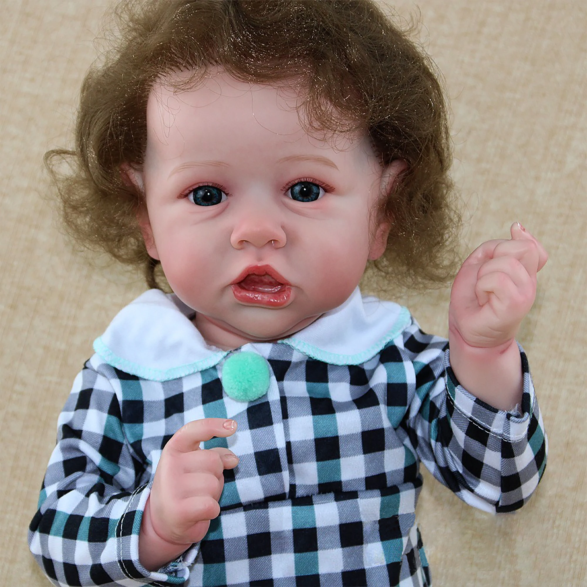

55CM Vinyl Reborn Doll W-022JF Warm And Soft Simulation Baby Saskia Can Sit Or Lie Down And Can Be Changed And Washed Baby Toy