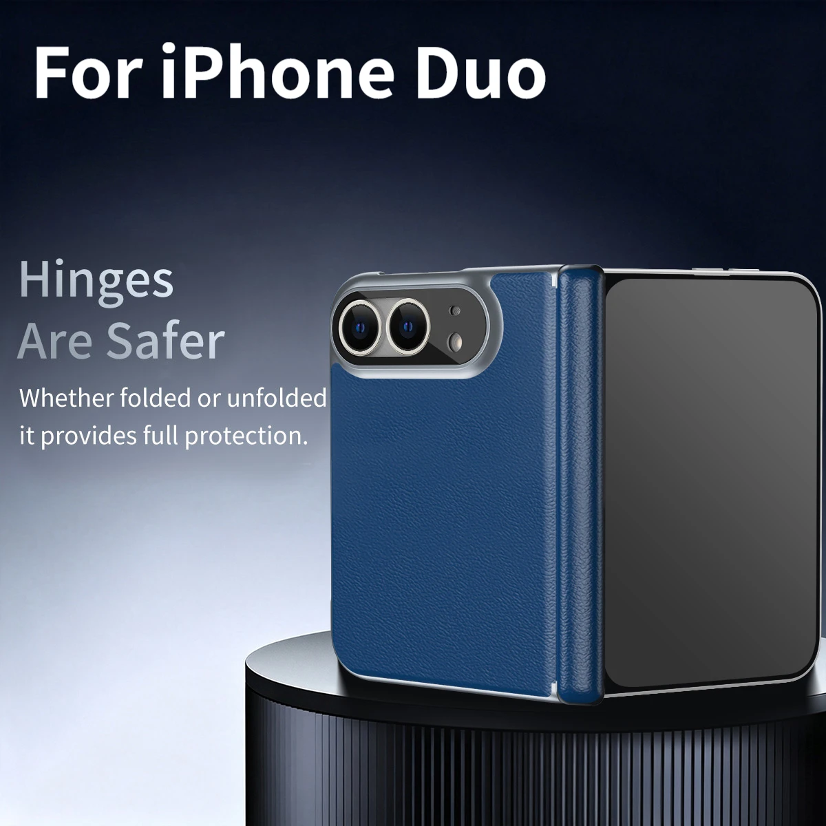 High Quality Business Leather Texture Phone Case for iPhone Duo 18 Fold Skin Feel Hinge Protector Shockproof Cover