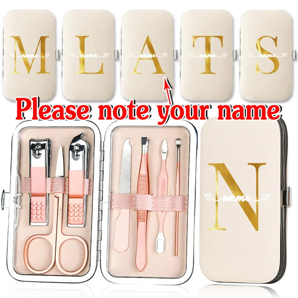 

Customized Name 7Pcs Stainless Steel Manicure Set Portable Nail Clipper Kit Pedicure Organizer Nail Cutter Tools Fingernail Suit