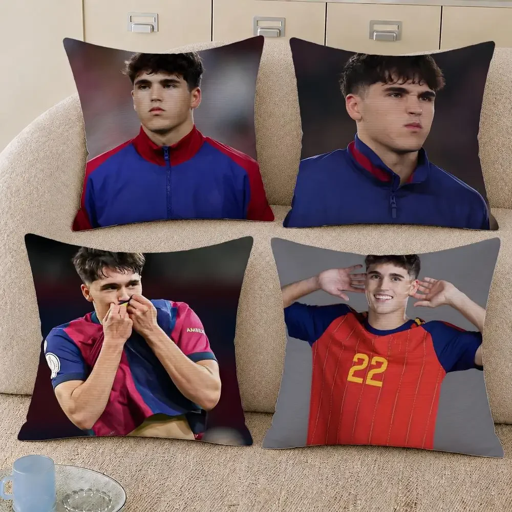 Celebrity Pau Cubarsi Football Player Cushion Cover Decorative Pillowcase Soft Short Plush Cozy Durable Sofa Home Decor Items