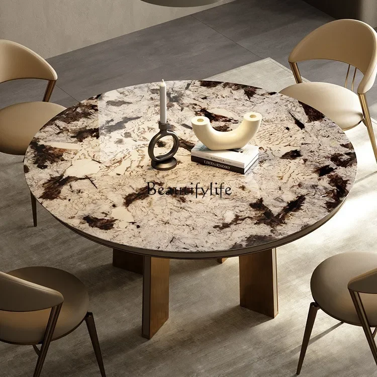 Tianshan Twilight Snow Marble Light Luxury Dining Table Italian Minimalist Dining Table