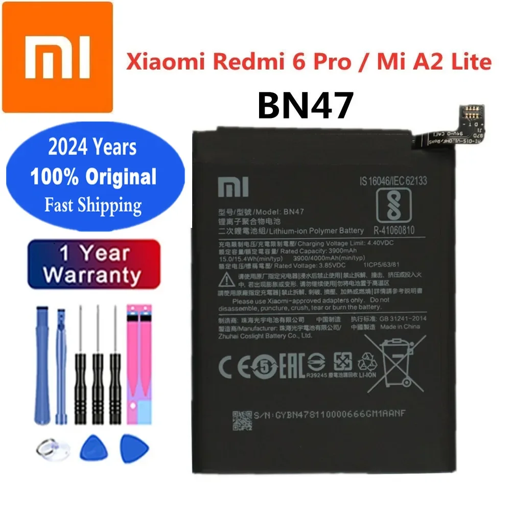 2024 Years 100% Original Battery BN47 For Xiaomi Mi A2 Lite A2Lite Redmi 6Pro 6 Pro 4000mAh Battery Bateria Fast Shipping