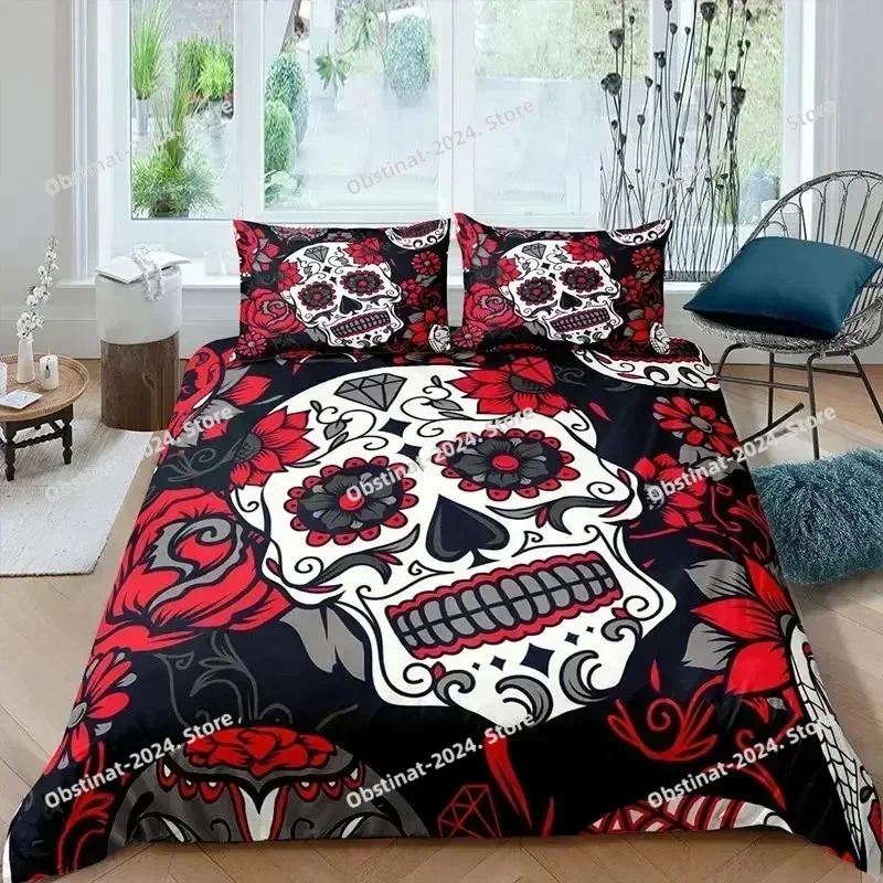 3D Printed Gothic Skull Bedding Set Duvet Cover Bedroom Comforter Covers Single Twin King ​Size Quilt Cover Home Textile