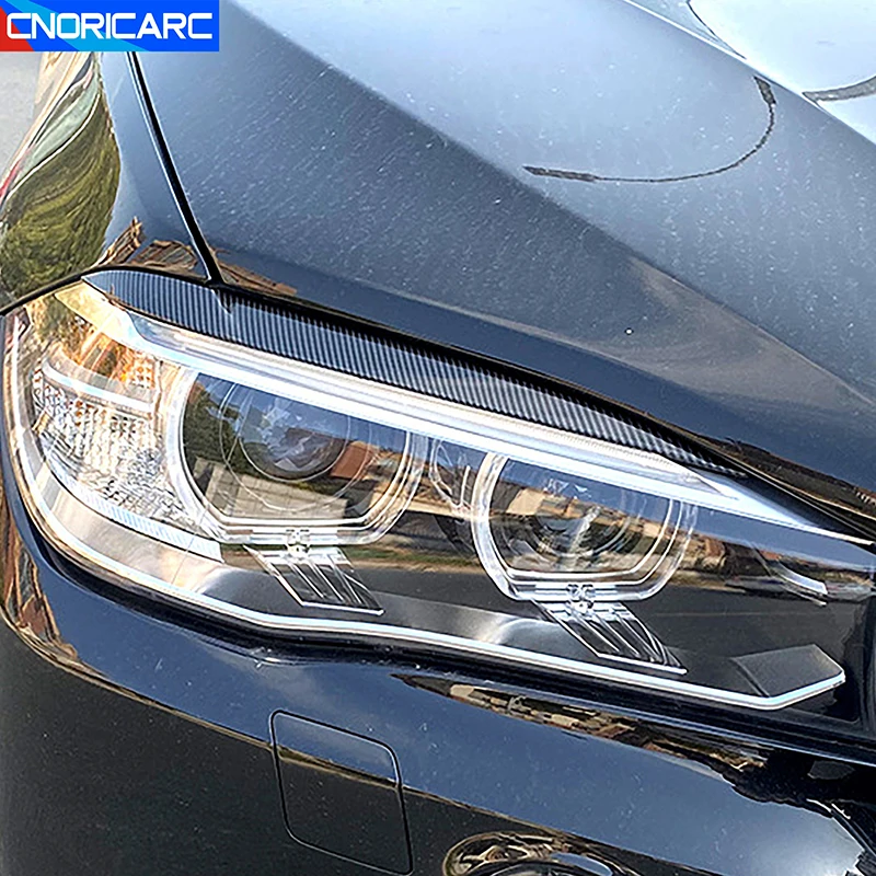 

Carbon Fiber Pattern Car Accessories Front Headlight Eyebrow Lamp Eyelid Frame Trim Strips Cover For BMW X5 F15 X6 F16 2015-2018