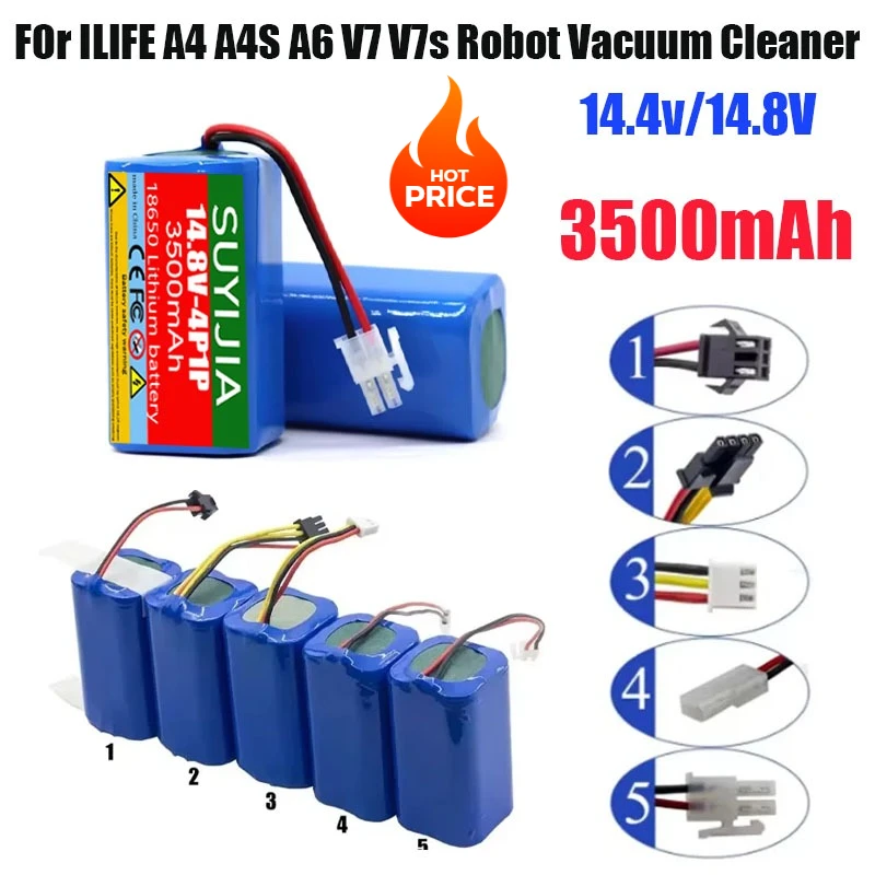 

18650 14,4 В/14,8 В 3500 мАч литий-ионный аккумулятор 4S1P для ILIFE A4 A4s V7 A6 V7s робот-пылесос перезаряжаемый аккумулятор и т. д.