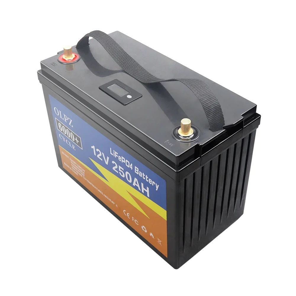 12V 250AH LiFePO4 Battery Built-in BMS Lithium Iron Phosphate Cells 6000 Cycles For RV Campers Cart Solar Inverter Boat Motor