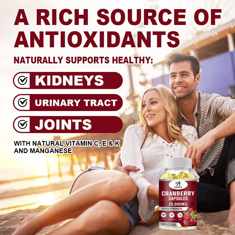 Cranberry Extract Supports Urinary System Health, Bladder Health Potent Antioxidant Rich Vitamin C Everyday Cranberry Capsule