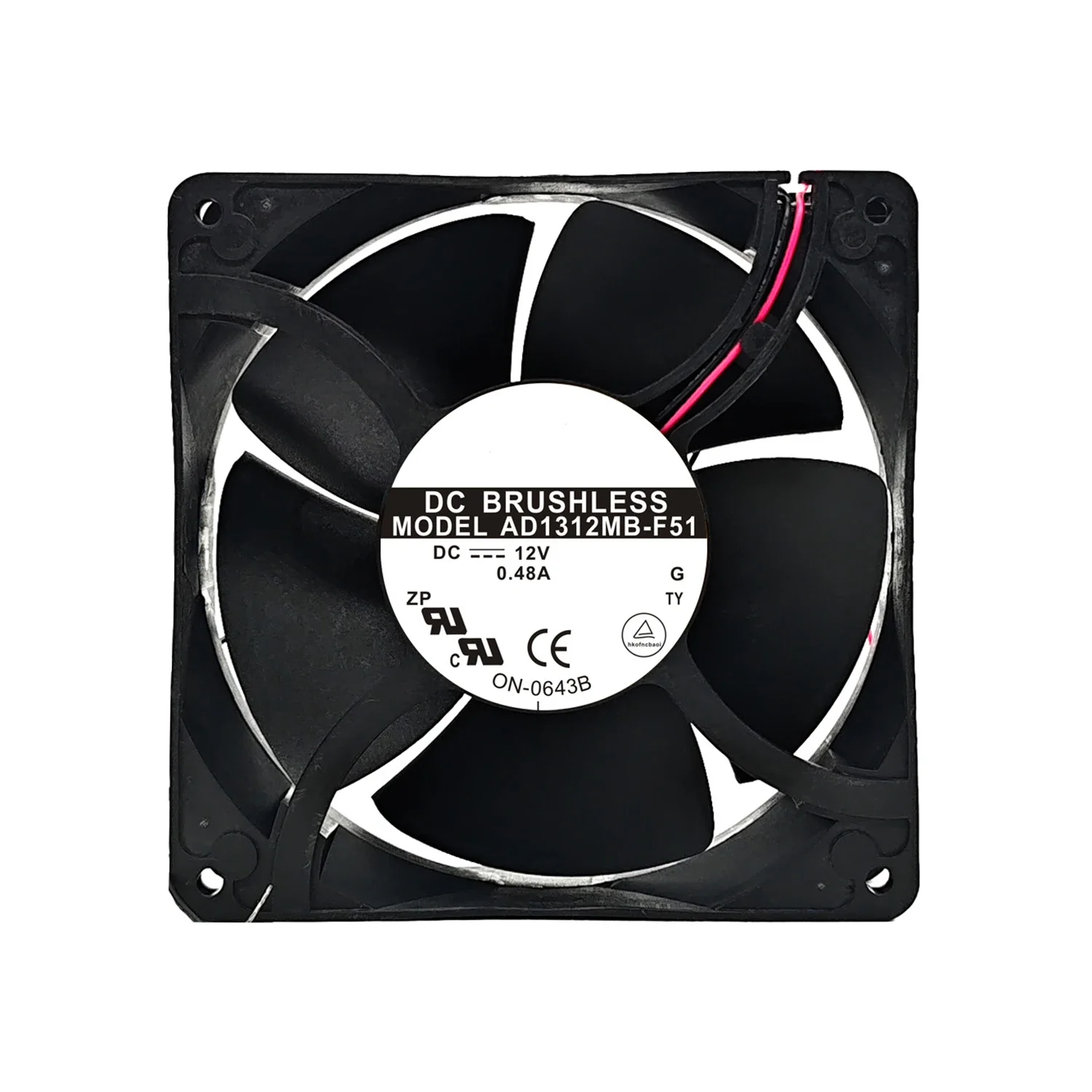 Cooling Fan AD1312MB-F51 12V 0.48A 5.2W 12738 12.7cm 127*127*38mm 2-Wire